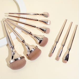 9pcs Professional Rose Golden Makeup Brush Set, Nylon Bristle Oval Brushes For Foundation, Contouring, Eyeliner – Unscented, Types, Abs Plastic Handle, Makeup Brush Holder Beauty & Personal Care Shop Online at Dubai Trades