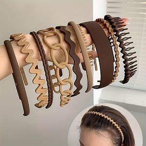 9pcs Toothed Headbands, Non-slip Matte Hair Bands, Simple & Cute Style, Solid Color Comb Teeth Hair Accessories Set Accessories Shop Online at Dubai Trades