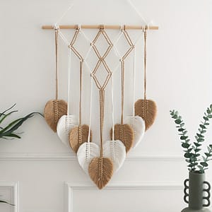 A Nordic-style Handmade Woven Leaf Tassel Tapestry, Minimalist Decor In Bedrooms And Living Rooms, Embodying A Bohemian Style. Dream Catchers Shop Online at Dubai Trades