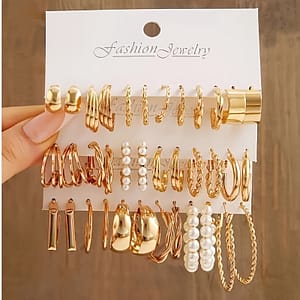 A Set Of 36 Pieces Of Stylish Circular Earrings For Women With Geometric Wide Design, Elegant And Suitable For , Parties, And Gifts. Clothing, Shoes & Jewelry Shop Online at Dubai Trades