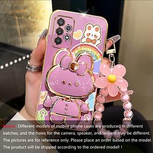 A53 Rabbit Holder Bracelet Plating Phone Case A53 A51 A54 A55 A52s A34 A35 A50s A52 A50 A42 A33 A31 A32 Cover Cases, Holsters & Sleeves Shop Online at Dubai Trades