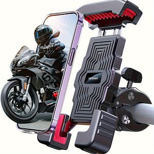 Abs Motorcycle Handlebar Phone Holder – Adjustable, For Various Bikes, With Red Accents – Riders Accessories Shop Online at Dubai Trades