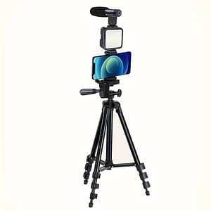 Adjustable Abs Vlogging Kit With Horizontal Level And Microphone Set For Photography & Selfie Videos – Kit-05lm Compact Vlogging Tripod Kit Accessories Shop Online at Dubai Trades