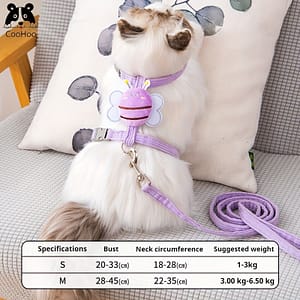 Adjustable Cartoon-themed Cat Harness With Leash – Escape-proof, I-shaped Design For Safe Walking Of Kittens & Rabbits, Polyester, Purple Cats Shop Online at Dubai Trades
