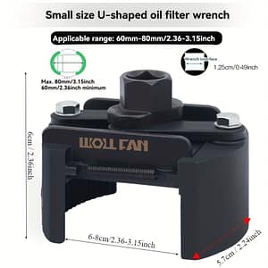 Adjustable Oil Filter Wrench, German U-shaped , Two-jaw Reversible Mechanism, Black Metal With Hex Socket And Adjustment Knob For Engine Maintenance Automotive Shop Online at Dubai Trades 2