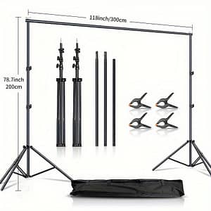 Adjustable Photography Backdrop Stand With Telescopic Rod – Ideal For , Green Screen & White Backgrounds Accessories Shop Online at Dubai Trades