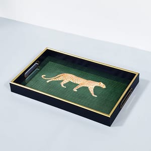 Artistic Leopard Print Glass Tray For Perfume & Jewelry – Decorative Animal-themed Home Accessory Decorative Accessories Shop Online at Dubai Trades