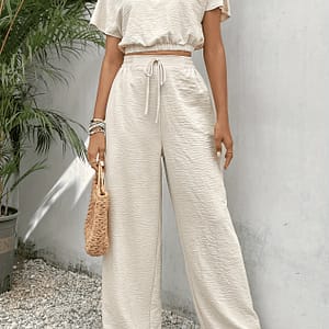 Batwing Sleeve Crop Top & Drawstring Waist Pants Clothing Shop Online at Dubai Trades