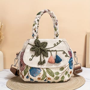 Beachy Floral Polyester Material Travel Tote Bag With Detachable Shoulder Strap, Multiple Compartments And Zipper Closure Bag Clothing, Shoes & Jewelry Shop Online at Dubai Trades