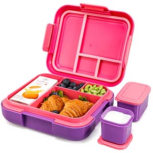 Bento Lunch Box – Large 4.8 Cups Lunch Container With 2 Modular Containers – 4 Compartments, Leak-proof, Portable Handle, Microwave/dishwasher Safe (fuchsia/purple) Home & Kitchen Shop Online at Dubai Trades