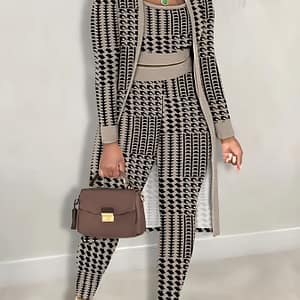 Birds Grid Print Spring And Autumn New Casual Two-piece Set Clothing Shop Online at Dubai Trades