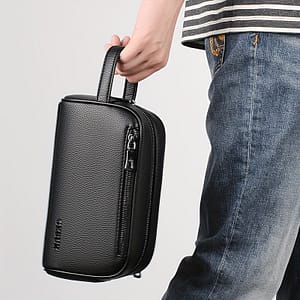 Black Clutch Bag For Men – Zippered Handbag With Multiple Compartments, For Daily Commute & Mobile Phone Storage Clothing, Shoes & Jewelry Shop Online at Dubai Trades