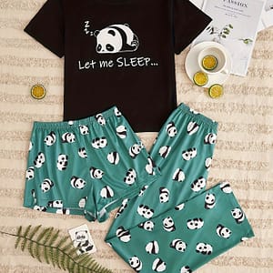 Black Sleeping Pants Short And Long 3 Piece Set Clothing Shop Online at Dubai Trades