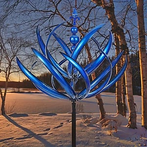 Blue Wind Spinner – Metal Kinetic Sculpture For Outdoor Decor, Yards, Patios, Lawns & Gardens, No Power Needed Garden Sculptures & Statues Shop Online at Dubai Trades