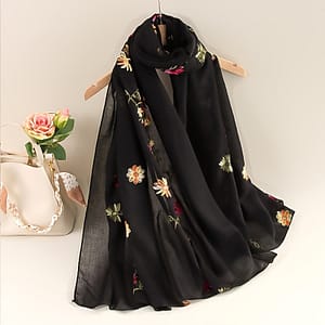Boho Style Embroidered Polyester Shawl – Breathable And Beach Scarf, Elasticity Knitted Wrap For Spring And Autumn, Artistic Embroidery Craft – 1pc (no Feathers, 100% Polyester) Accessories Shop Online at Dubai Trades