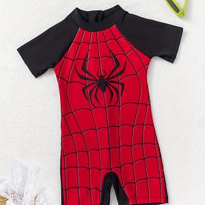 Boys Cute Cartoon Spider Print Zipper One-piece Swimsuit, Short Sleeve Beach Holiday Pool Bathing Suit Boys Shop Online at Dubai Trades