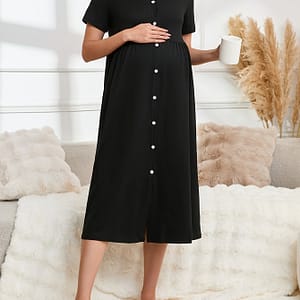 Breathable Maternity Nightdress With Buttons, Soft Dress Clothing, Shoes & Jewelry Shop Online at Dubai Trades