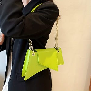Bright Neon Green Synthetic Leather Shoulder Bag With Strap – Women’ Zip Closure Crossbody Purse For Casual Or Evening Outfits, Purse | Modern Minimalist Bag | Polyester Lined Clothing, Shoes & Jewelry Shop Online at Dubai Trades