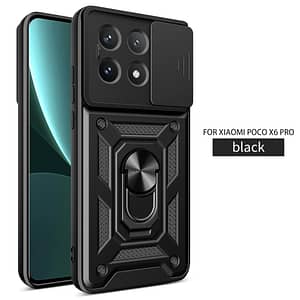 Capa For Xiaomi Poco X6 Pro 5g Phone Case Armor Slide Camera Lens Protection Phone Cover For Poco X6 Pro With 360° Rotating Ring Holder Funda Basic Cases Shop Online at Dubai Trades