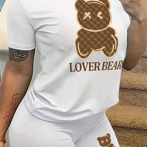Cartoon Casual Two-piece Set, Crew Neck Short Sleeve T-shirt & Slim Shorts Outfits, Women’s Clothing Clothing Shop Online at Dubai Trades