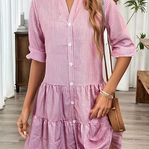 Casual Vacation Fashion V-neck With Plaid Print For Women Clothing Shop Online at Dubai Trades