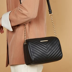 Chic Black Quilted Crossbody Bag For Women – Spacious Shoulder Purse With Adjustable Strap, Zip Closure Clothing, Shoes & Jewelry Shop Online at Dubai Trades