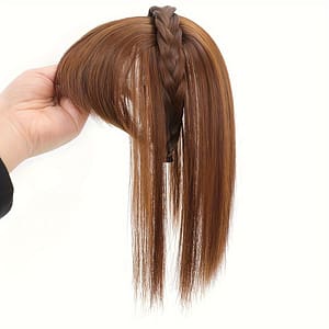 Chic Braided Headband With Clip-in Hair Topper & Bangs – Natural Look Synthetic Straight Hair Extensions For Women, Casual Attire, Hair Accessories Beauty & Personal Care Shop Online at Dubai Trades