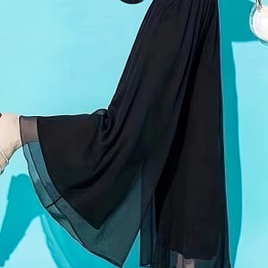 Chic Wideleg Palazzo With Pocket Pants, High Elastic Waist Cool Breathable Material Everyday Wear Pants, Women’s Clothing Clothing Shop Online at Dubai Trades