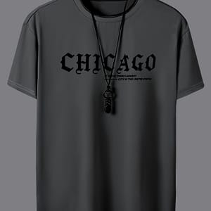 Chicago Print Men’s Casual Sports Short Sleeve Crew Neck T-shirt, Summer Outdoor Clothing Shop Online at Dubai Trades
