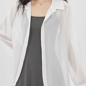 Chiffon Button Front Semi-sheer Blouse, Sexy Short Sleeve Top For , Women’s Clothing Blouses Shop Online at Dubai Trades