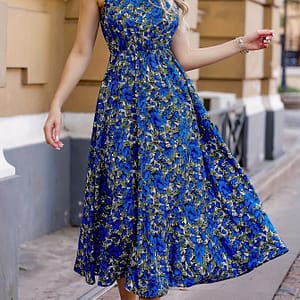 Choker Neck A-line Dress, Elegant Sleeveless Dress For , Women’s Clothing Clothing Shop Online at Dubai Trades