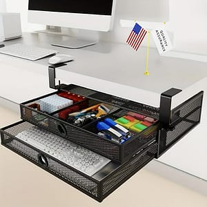 Clamp-on Under Desk Organizer With 2 Slide-out Mesh Drawers – Metal Storage For Office Supplies & , Desk & Drawer Organizer For Home Storage Desk & Drawer Organizers Shop Online at Dubai Trades