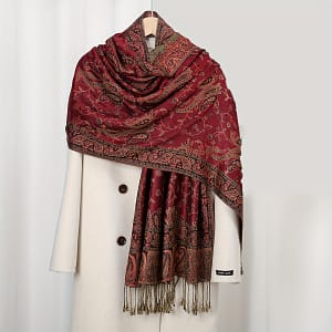 Classic Paisley Jacquard Shawl Vintage Cozy Scarf Elegant Style Breathable Blanket Scarf With Tassel For Women Accessories Shop Online at Dubai Trades