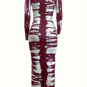 Color Block Ribbed Slim Dress, Casual Square Neck Long Sleeve Dress For Spring & Fall, Women’s Clothing Clothing Shop Online at Dubai Trades