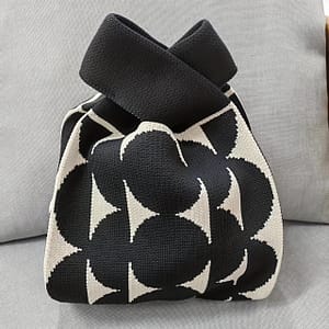 Color Contrast Knitted Handbag, Aesthetic Woven Tote Wrist Bag, Crochet Bag For Women Clothing, Shoes & Jewelry Shop Online at Dubai Trades