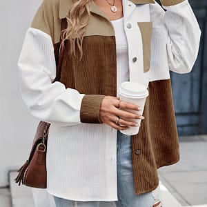 Color Long Sleeve Lapel Shirt, Casual Drop Shoulder Single Breasted Patched Pocket Shirt, Women’s Clothing Blouses Shop Online at Dubai Trades
