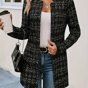 Colorblock Open Front Blazer, Elegant Long Sleeve Blazer For Office & Work, Women’s Clothing Clothing Shop Online at Dubai Trades