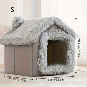 Comfortable Plush Pet Bed For Cats And Dogs, Removable Non-slip Bottom Cat House, Four-season Use, Semi-enclosed Pet Sleeping Bed Beds & Furniture Shop Online at Dubai Trades