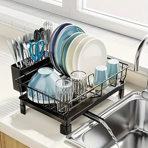 Compact Metal Dish Drying Rack With Utensil Holder And Drain Spout, Space-saving Small Dish Drainer For Kitchen Counter Or Sink, Ideal For Rv And Small Apartment Dish Racks Shop Online at Dubai Trades