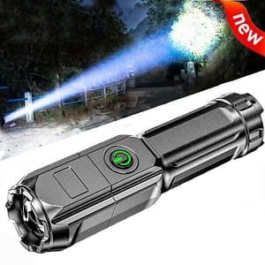 Compact & Powerful Zoomable Flashlight – Usb Rechargeable, Portable For Outdoor & Home Use, 800mah Battery Flashlights Shop Online at Dubai Trades