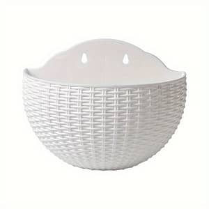 Contemporary Plastic Planter – 1pc Rattan Half Round Flower Basket, No-drill Decorative Urn For Indoor Outdoor Garden, Hydroponics Container Gardening & Lawn Care Shop Online at Dubai Trades