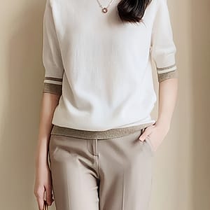 Contrast Trim Mock Neck Sweater, Casual Half Sleeve Pullover Sweater For , Women’s Clothing Clothing Shop Online at Dubai Trades