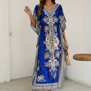 Cover-up Dress – V-neck, Loose Fit With Drawstring Detail, Sun Protection, Women’s Summer Fashion Clothing Shop Online at Dubai Trades