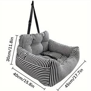 Cozy Striped Canvas Pet Car Seat For Dogs – Portable Travel Booster With Soft Cushion & Headrest, Secure Vehicle-, Dog Car Seat Car Travel Accessories Shop Online at Dubai Trades