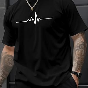 Creative Print Men’s Fashionable Summer Crew Neck Short Sleeve Sports T-shirt, Comfortable And Versatile Clothing Shop Online at Dubai Trades