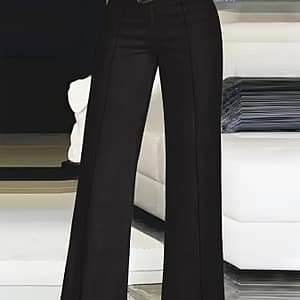 Criss Button Decor Pants, Elegant Wide Leg Loose Pants For Spring & Fall, Women’s Clothing Clothing Shop Online at Dubai Trades