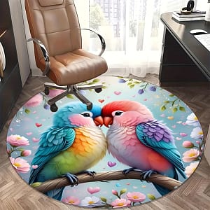 Cutie Bird Round Area Rug Non-slip Circular Carpet For Living Room, Bedroom, Office Chair Mat Decorative And Suitable For Desk Coffee Table Office Chair Carpet Pad 800g/m² Carpet Chair Mats Shop Online at Dubai Trades 2