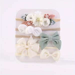 Darbiny 5pcs Solid Color Bow Headbands For Girls – Soft Polyester Hair Accessories Baby Care Shop Online at Dubai Trades