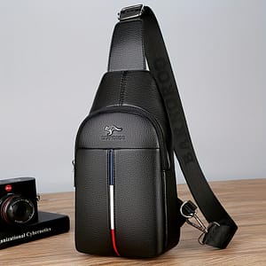 Darwnoro Men’ Pu Leather Sling Bag – Casual Shoulder & Crossbody Bag With Zipper Closure, Brown With White & Red Accents, Daily Commute, Motorcycle , Pu Leather Crossbody Bag Clothing, Shoes & Jewelry Shop Online at Dubai Trades