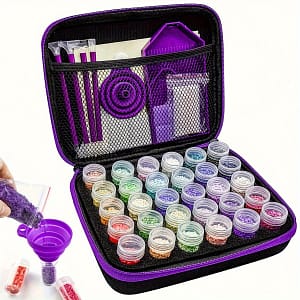 Diamond Painting Storage Organizer Set – Acrylic Containers For Jewelry, Beads, Rings, Charms, Glitter Rhinestones – Available In 30/60/120 Slots, Purple/black, Accessories Arts, Crafts & Sewing Shop Online at Dubai Trades